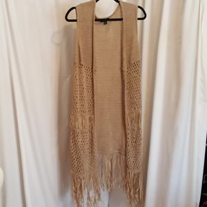 Long Tan Knit Vest